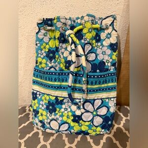 Vera Bradley Petal Power Blue Retired Pattern Cinch Top Backpack.